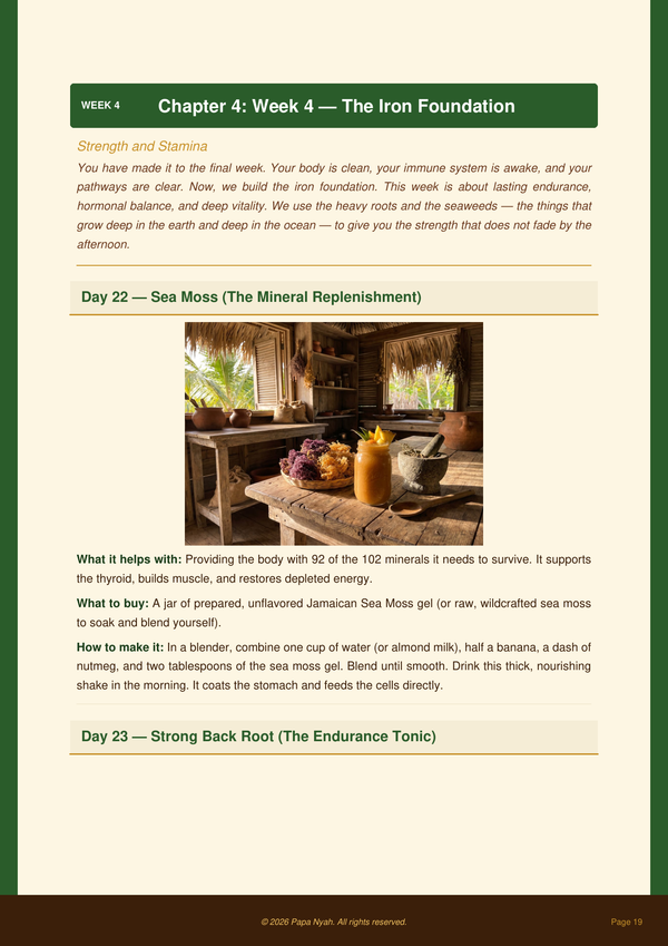 Week 4 The Iron Foundation page from The 30-Day Jamaican Reset