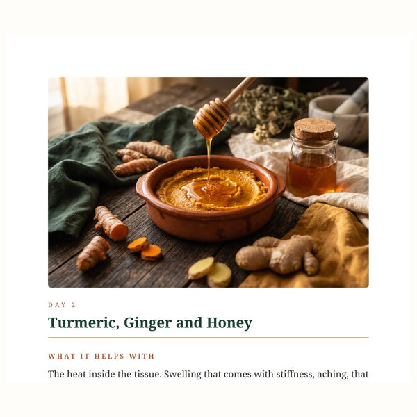 Actual Day 2 Turmeric Ginger and Honey page excerpt from Drain and Deepen ebook