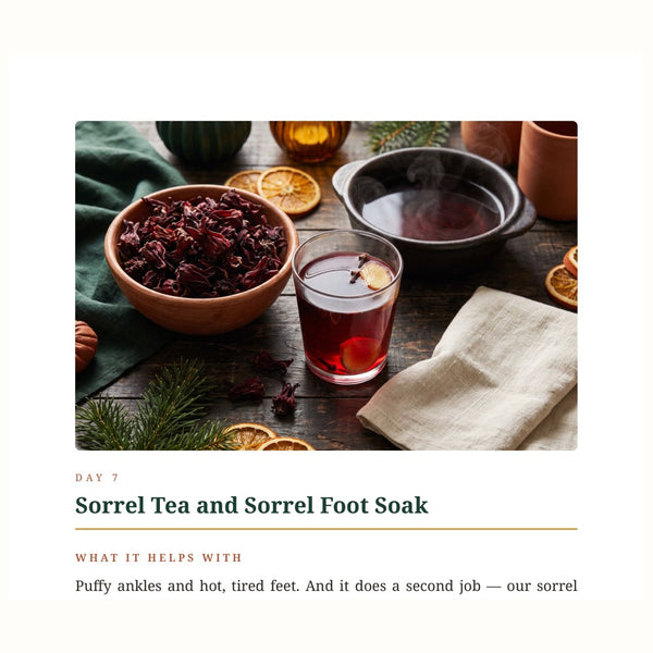 Actual Day 7 Sorrel Tea and Sorrel Foot Soak page excerpt from Drain and Deepen ebook